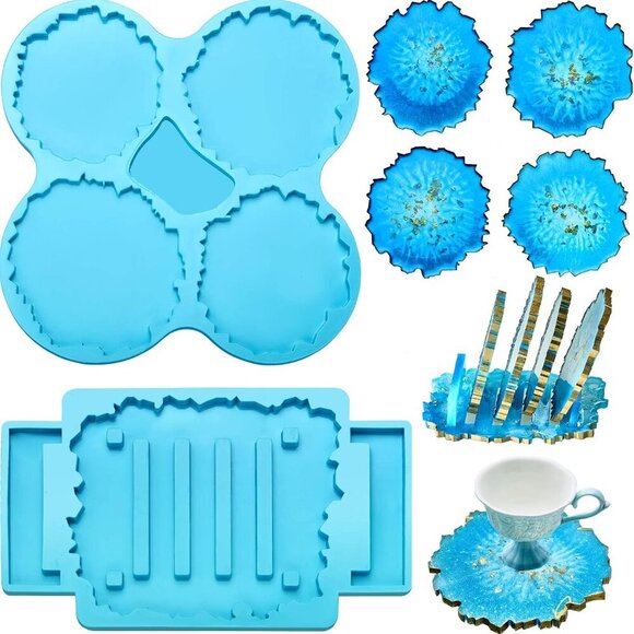 Other - 2 Pieces Coaster Resin Molds Set Coaster Stand Silicone Cup Mat Epoxy Resin Cast